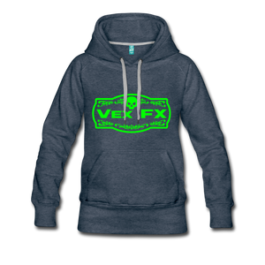 Neon Green Logo Hoodie - heather denim