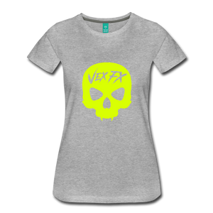 Neon Yellow Skull T - heather gray