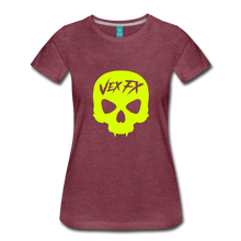 Neon Yellow Skull T - heather burgundy