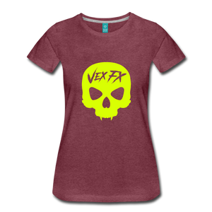 Neon Yellow Skull T - heather burgundy