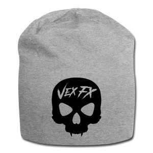 Black Skull Jersey Beanie - heather gray