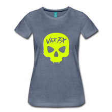 Neon Yellow Skull T - heather blue