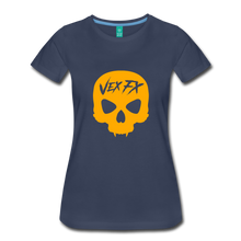 Neon Orange Skull T - navy