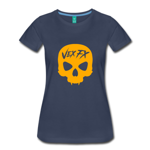 Neon Orange Skull T - navy