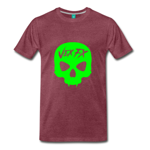 Neon Green Skull - heather burgundy